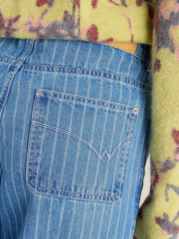 White Stuff Blue Tia Wide Leg Crop Jeans - Image 4 of 6