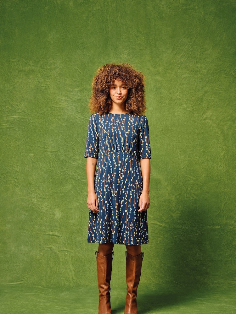 White Stuff Blue Olivia Jersey Dress - Image 2 of 7