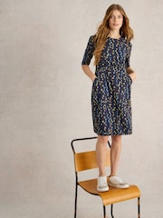 White Stuff Blue Olivia Jersey Dress - Image 3 of 7