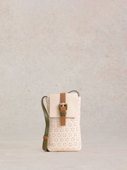 White Stuff Cream Clara Buckle Leather Phone Bag - Image 1 of 4