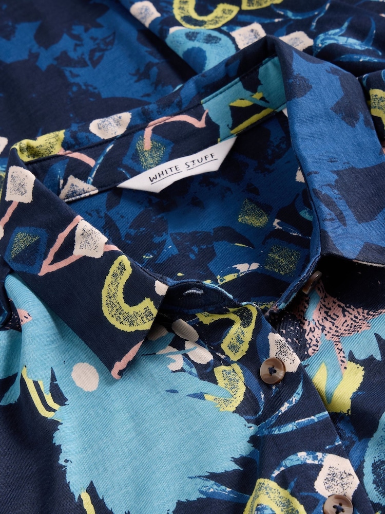 White Stuff Blue Rua Jersey Shirt Dress - Image 6 of 6