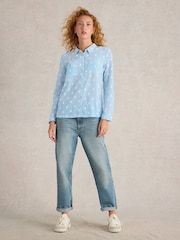 White Stuff Blue Sophie 100% Organic Cotton Shirt - Image 1 of 6