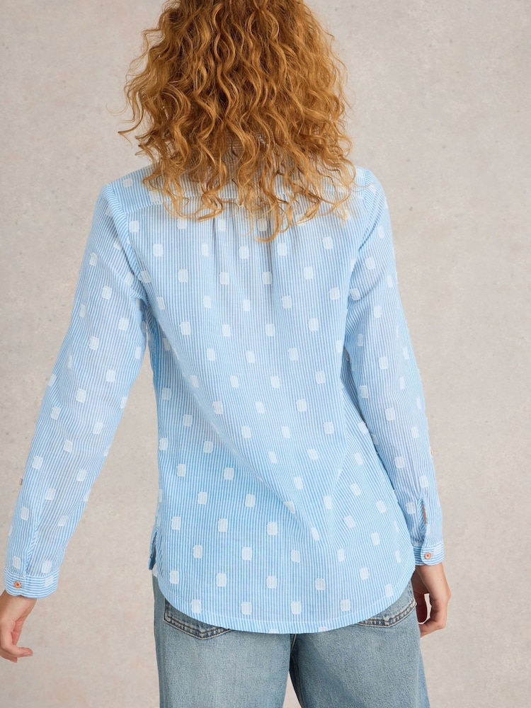 White Stuff Blue Sophie 100% Organic Cotton Shirt - Image 2 of 6