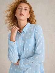 White Stuff Blue Sophie 100% Organic Cotton Shirt - Image 3 of 6