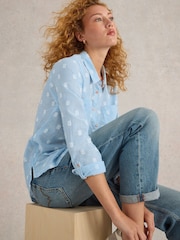 White Stuff Blue Sophie 100% Organic Cotton Shirt - Image 4 of 6