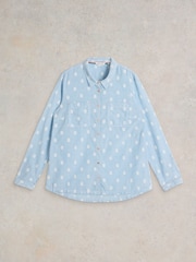 White Stuff Blue Sophie 100% Organic Cotton Shirt - Image 5 of 6
