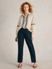 White Stuff Blue Rowena Linen Trousers - Image 1 of 6