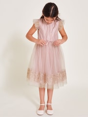 Monsoon Pink Ayra Sparkle Lace Tulle Dress - Image 2 of 3