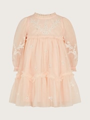 Monsoon Pink Baby Elena Embroidered Tulle Dress - Image 1 of 2