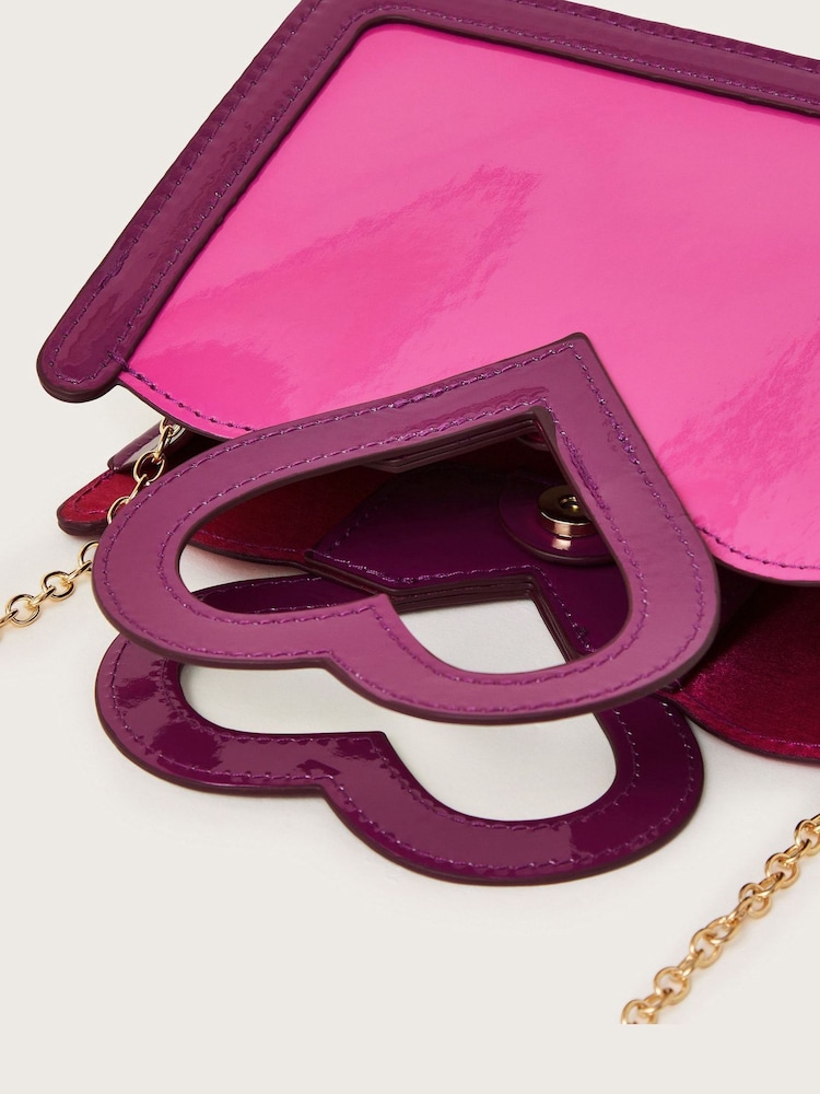 Monsoon Pink Patent Heart Handle Bag - Image 2 of 2