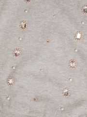 Monsoon Grey 100% Cotton Beaded Tulle Trim Sweatshirt - Image 3 of 3