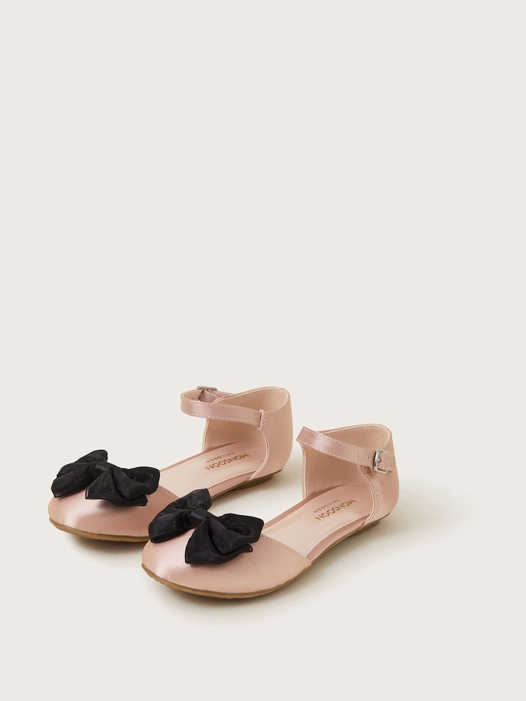 Monsoon Pink Contrast Bow Two Part Ballet Flats - Image 1 of 2