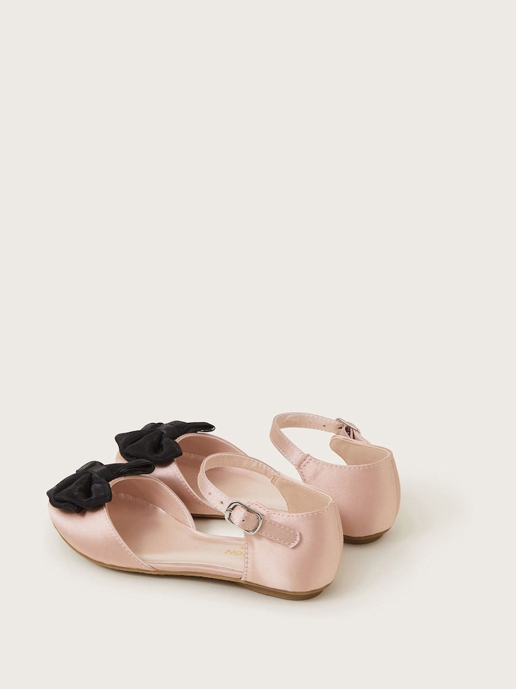 Monsoon Pink Contrast Bow Two Part Ballet Flats - Image 2 of 2