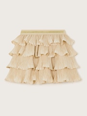 Monsoon Gold Pleated Ruffle Satin Skirt - Image 2 of 3