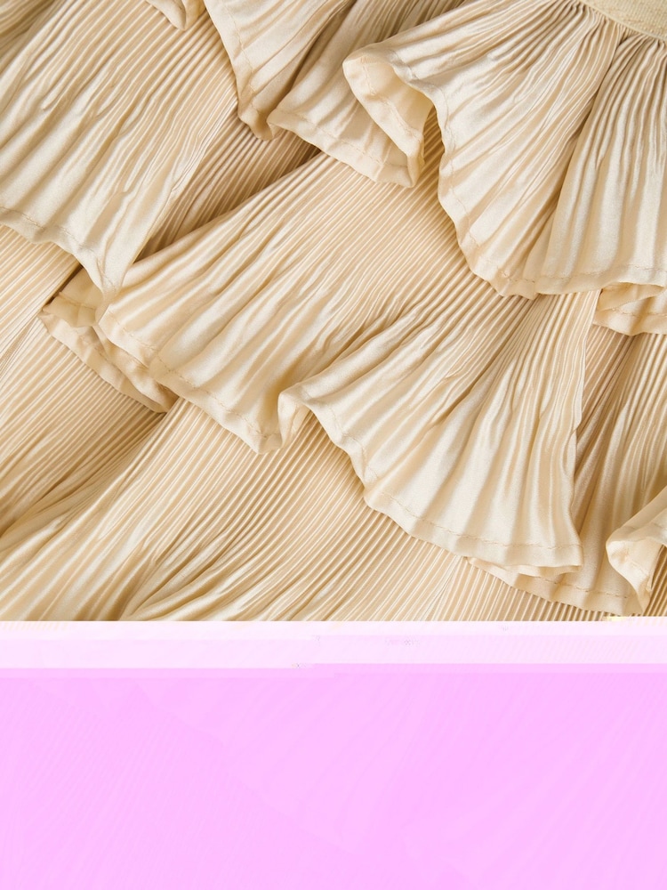 Monsoon Gold Pleated Ruffle Satin Skirt - Image 3 of 3