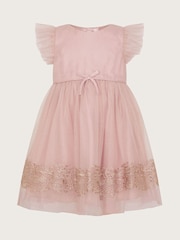 Monsoon Pink Baby Ayra Sparkle Lace Dress - Image 1 of 2