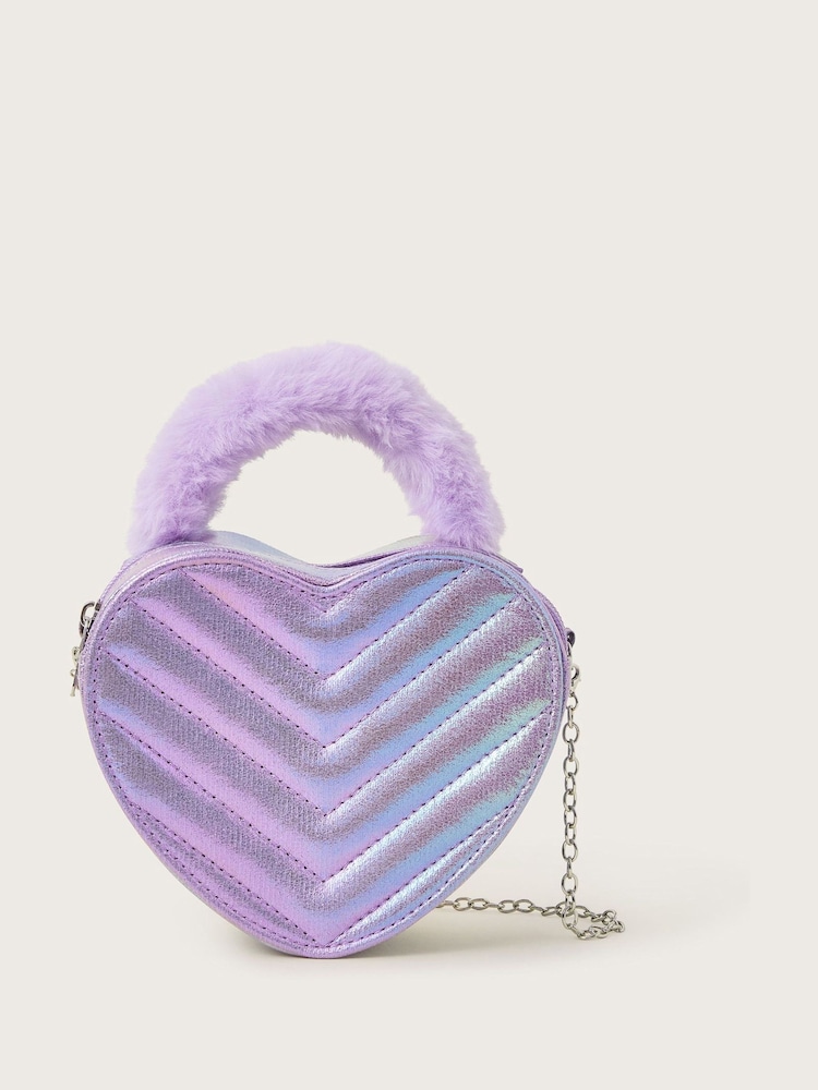 Monsoon Purple Quilted Heart Bag - Image 1 of 2