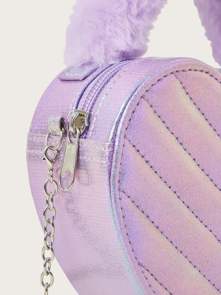 Monsoon Purple Quilted Heart Bag - Image 2 of 2