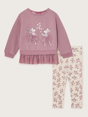 Monsoon Purple Baby Mouse Top and Bow Leggings Set - Image 1 of 2