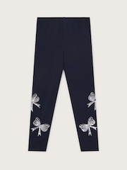 Monsoon Blue Sequin Bow Leggings - Image 2 of 3