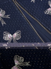 Monsoon Blue Embellished Sequin Bow Bomber Jacket - Image 3 of 3