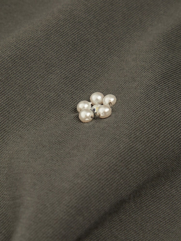 Monsoon Grey Embellished Long Sleeve 100% Cotton Top - Image 3 of 3