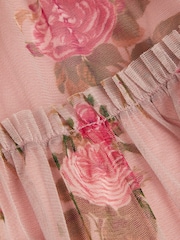Monsoon Pink Guilia Flutter Sleeve Floral Print Tulle Dress - Image 3 of 3