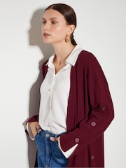 Monsoon Red Bo Button Detail Longline Cardigan - Image 2 of 4