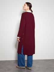 Monsoon Red Bo Button Detail Longline Cardigan - Image 3 of 4