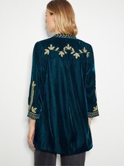 Monsoon Green Velvet Fiona Embroidered Jacket - Image 2 of 4