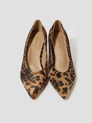 Monsoon Natural Lea Leopard Print Court Shoes - Image 1 of 1