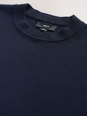 Navy Blue Relaxed Fit Premium Short Sleeve Knitted Crew T-Shirt - Image 7 of 8