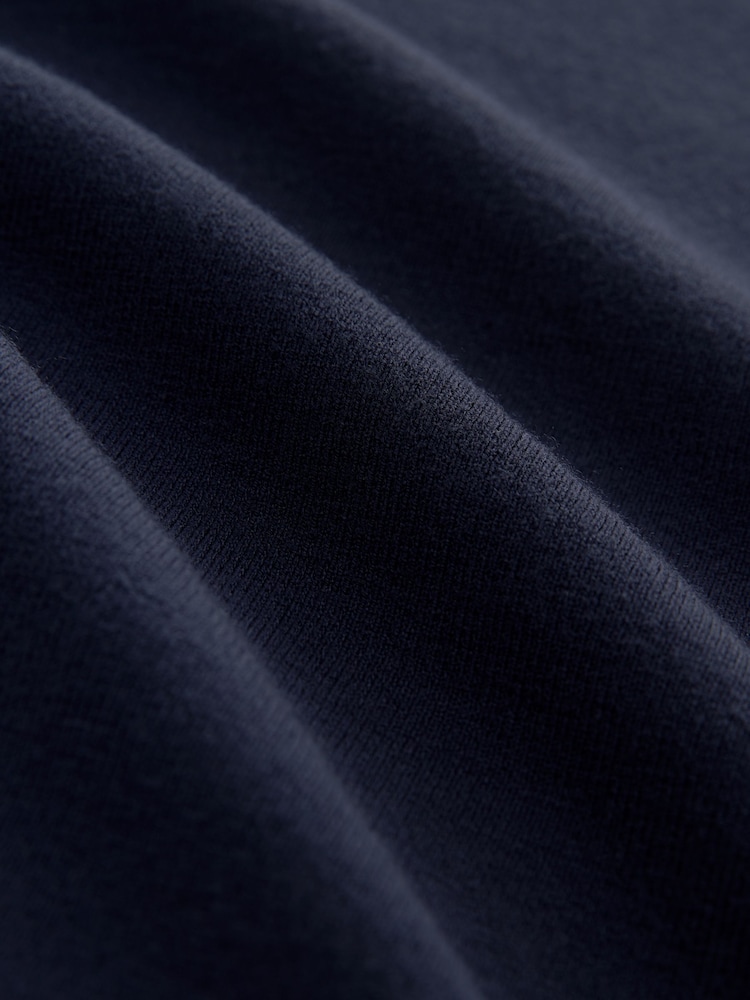 Navy Blue Relaxed Fit Premium Short Sleeve Knitted Crew T-Shirt - Image 8 of 8