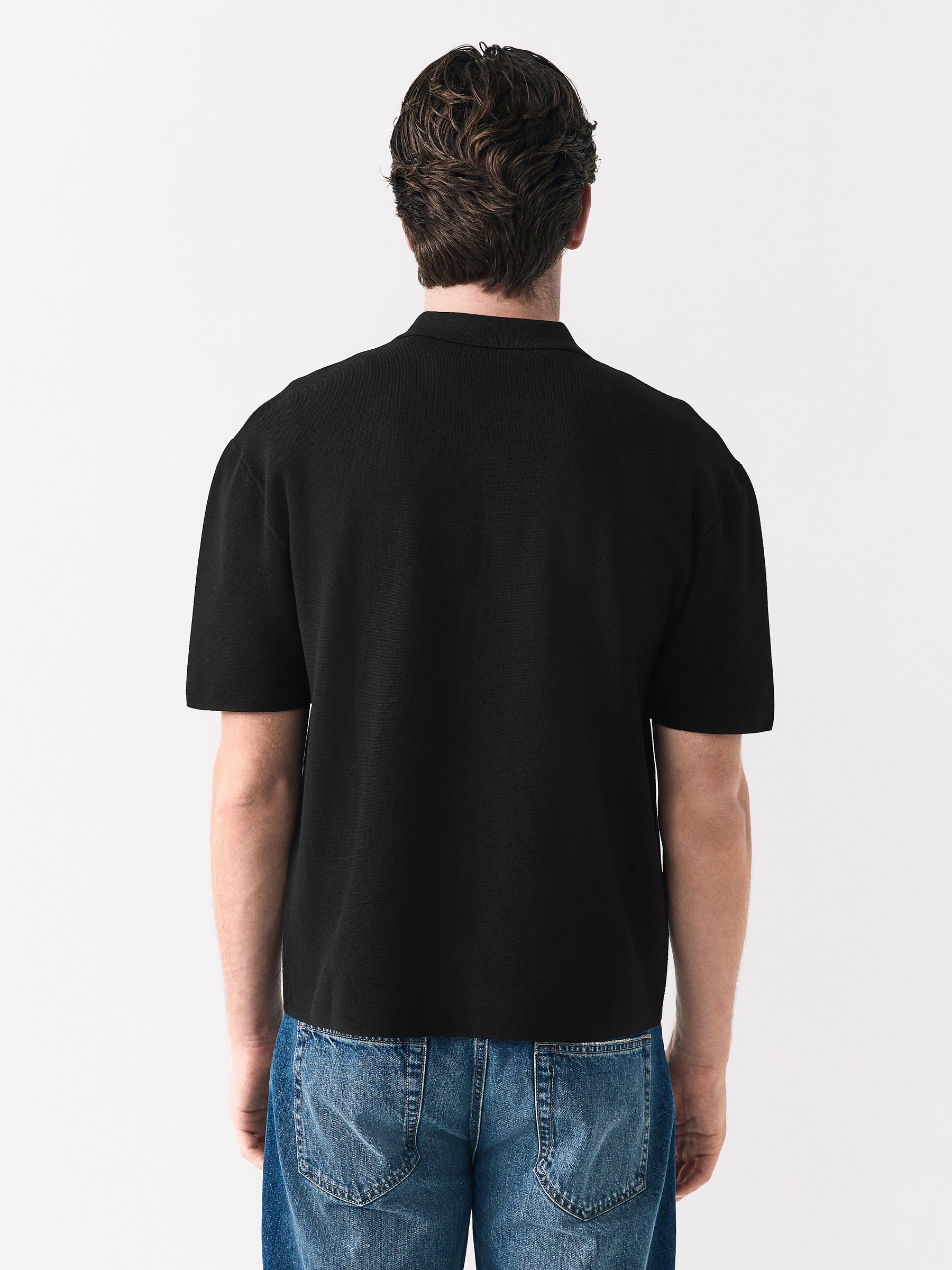 Buy Black Zip Through Relaxed Fit Premium Short Sleeve Knit