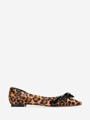Cole Haan Womens Animal Print Noella Bow Skimmer Flats - Image 1 of 6