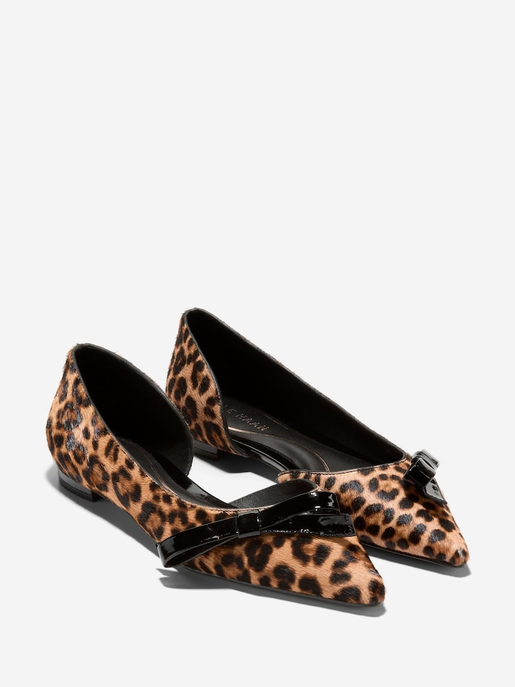 Cole Haan Womens Animal Print Noella Bow Skimmer Flats - Image 2 of 6