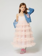 Billieblush Pink Mesh Tulle Longline Occaison Party Dress - Image 2 of 4