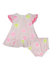 Billieblush Baby Pink 100% Cotton Floral Dress And Bloomer Set - Image 1 of 6