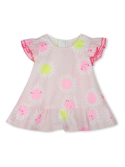 Billieblush Baby Pink 100% Cotton Floral Dress And Bloomer Set - Image 4 of 6