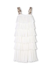 Billieblush Cream Longline Tiered Ruffle Occasion Party Dress - Image 2 of 4