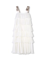 Billieblush Cream Longline Tiered Ruffle Occasion Party Dress - Image 3 of 4