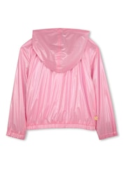 Billieblush Pink Iridescent Logo Zip-Up Hooded Windbreaker Jacket - Image 3 of 4