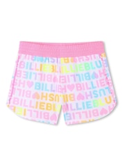 Pantalón corto rosa de algodón 100% con estampado de logotipo en toda la superficie de Billieblush - Imagen 2 de 4