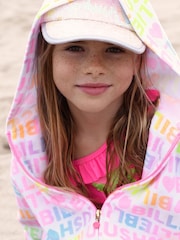 Billieblush Pink 100% Cotton All Over Logo Print Zip-Up Hoodie - Imagen 1 de 4
