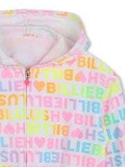 Billieblush Pink 100% Cotton All Over Logo Print Zip-Up Hoodie - Imagen 4 de 4