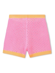 Billieblush Pink Crochet Shorts With Contrast Colour Detail - Image 2 of 3