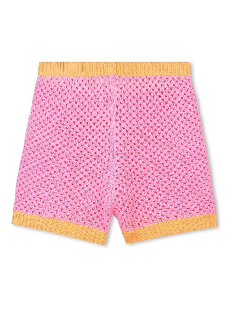 Billieblush Pink Crochet Shorts With Contrast Colour Detail - Image 2 of 3