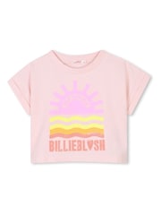 وردي ـ تيشِرت بقصة ضيقة وقصيرة وكُم قصير مُزيّن بشعار جرافيكي لغروب شمس من Billieblush - صورة 1 من 2