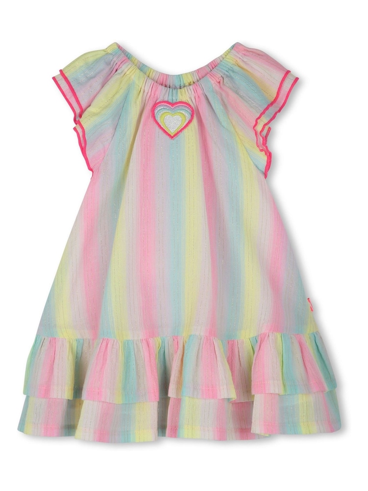 Billieblush Pink Stripe Frill Sleeve Ruffle Baby Dress And Bloomer Set - Image 3 of 6