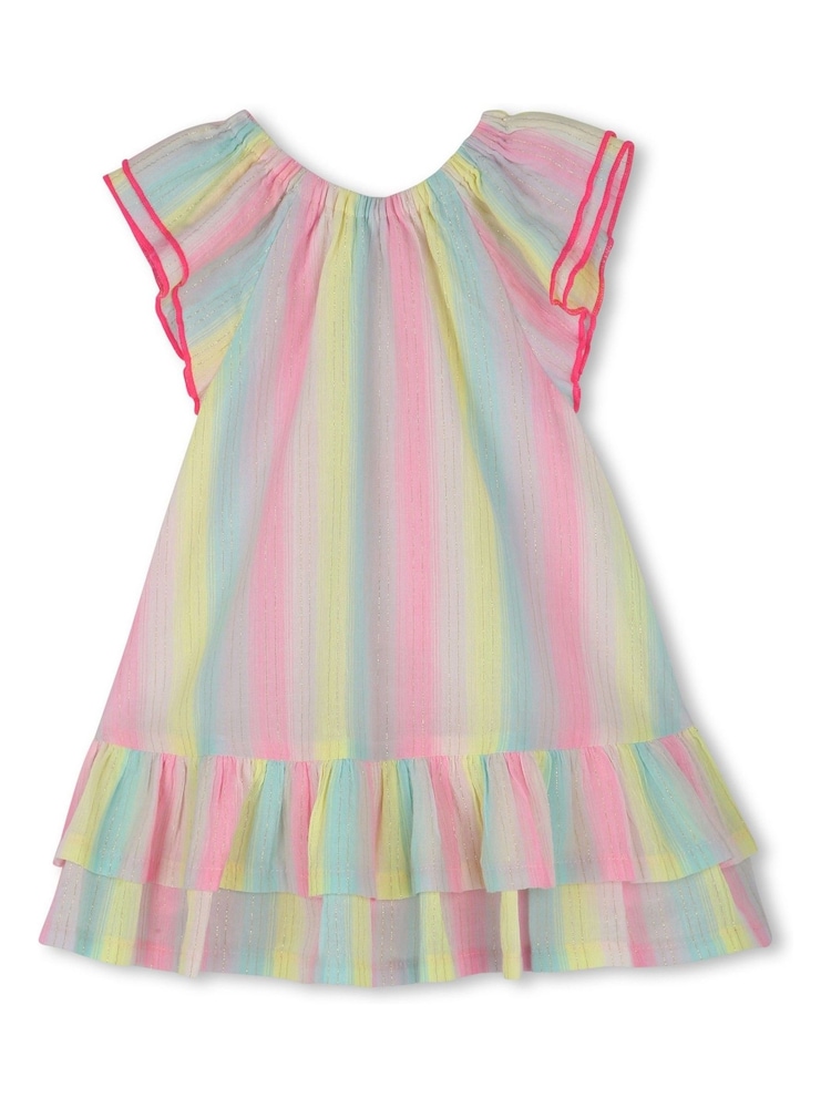 Billieblush Pink Stripe Frill Sleeve Ruffle Baby Dress And Bloomer Set - Image 4 of 6